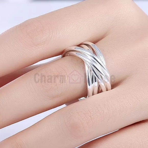 Sterling Silver Bangle Bracelet Matching Ring Set - Picture 4 of 4